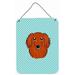 Carolines Treasures BB1152DS1216 Checkerboard Blue Longhair Red Dachshund Wall or Door Hanging Prints 12x16 multicolor