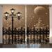 Winter Curtains 2 Panels Set Frozen Scenery from Iron Fences City Evening Snow and Lanterns Full Moon Graphic Living Room Bedroom Decor 108W X 84L Inches Light Brown Black by Ambesonne