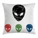 Outer Space Decor Throw Pillow Cushion Cover Grunge Illustration of Surreal Alien Head with Motley Effects Threat Forms Decorative Square Accent Pillow Case 20 X 20 Inches Red Green by Ambesonne