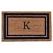 Dark Blue Border Monogram Doormat (Letter K)