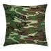 Camo Throw Pillow Cushion Cover Classical American Commando Uniform Inspired Pattern Forest Tile Decorative Square Accent Pillow Case 24 X 24 Inches Forest Green Light Green Brown by Ambesonne