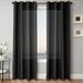 1 PANEL MIRA SOLID BLACK SEMI SHEER WINDOW FAUX SILK ANTIQUE BRONZE GROMMETS CURTAIN DRAPES 55 WIDE X 108 LENGTH