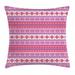Nordic Throw Pillow Cushion Cover Geometric Abstract Snowflake Pattern European Ornamental Knitting Design Decorative Square Accent Pillow Case 18 X 18 Inches Lilac Dark Coral White by Ambesonne