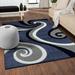 Luxe Weavers Blue Swirls Modern Abstract Area Rug Size 5x7