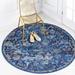 Unique Loom Assisi Augustus Rug Navy Blue/Black 8 Round Floral Bohemian Perfect For Dining Room Entryway Bed Room Kids Room