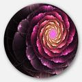 DESIGN ART Designart 'Fractal Flower Light Purple Digital Art' Flower Round Metal Wall Art