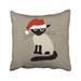 ARTJIA Holiday Siamese Santa Claws Funny Christmas Kitty Cat Pillowcase Throw Pillow Cover 18x18 inches