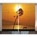 Farm House Decor Curtains 2 Panels Set Sunset Tree by Sea Sun Disappears and Day Light Fades Down Twilight Concept Window Drapes for Living Room Bedroom 108W X 84L Inches Orange by Ambesonne