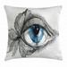 Eye Throw Pillow Cushion Cover Abstract Human Eye with Butterfly Eyelashes Painting Style Dreamy Female Look Decorative Square Accent Pillow Case 16 X 16 Inches Black White Blue by Ambesonne