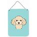 Carolines Treasures BB1196DS1216 Checkerboard Blue Buff Poodle Wall or Door Hanging Prints 12x16 multicolor