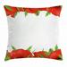 Poppy Throw Pillow Cushion Cover Perennial Gardening Bedding Plants Border with Booming Vibrant Petals Decorative Square Accent Pillow Case