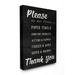 The Stupell Home Decor Collection Black and White Please Do Not Flush Hopes and Dreams Brush Typography Canvas Wall Art