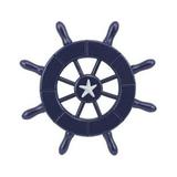 Handcrafted Model Ships 6 in. Dark Blue Decorative Ship Wheel with Starfish