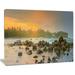 Design Art Rocky Romantic Beach of Sri Lanka Photographic Print on Wrapped Canvas