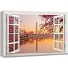 wall26 Canvas Print Wall Art Window View Washington Monument & Cherry Blossoms Nature Wilderness Photography Modern Art Rustic Scenic Colorful Multicolor for Living Room Bedroom Office - 32&quo