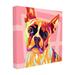 The Stupell Home Decor Collection Vibrant Abstract Posterized Rainbow Dog with Pink Pattern Background Stretched Canvas Wall Art 17 x 1.5 x 17