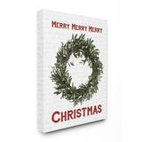 Stupell Industries Merry Christmas Wreath Holiday Word DesignCanvas Wall Art By Artist Lettered and Lined