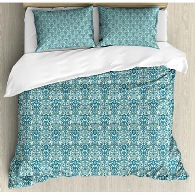 Ambesonne Bedding Fitted Sheet & Pillow Sham Set Decorative Printed 3 Piece