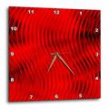 3dRose Red Metal Look With Stamped Waves - One Dimensional - Wall Clock 15 by 15-inch