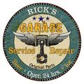 RICK S Garage 12 Round Metal Sign Man Cave Home Wall DÃ©cor 200120027108