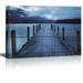 wall26 Canvas Print Wall Art Pier on Blue Ocean Horizon on Wood Panels Nature Wilderness Mixed Media Modern Art Rustic Relax/Calm Multicolor for Living Room Bedroom Office - 32x48