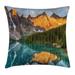 Nature Throw Pillow Cushion Cover Moraine Lake Canadian Mountain Range with Creek Pine Forest Mother Earth Scenery Decorative Square Accent Pillow Case 16 X 16 Inches Multicolor by Ambesonne