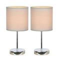 Chrome Basic Table Lamp with Gray Shade - Grey Pack of 2