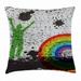 Urban Graffiti Throw Pillow Cushion Cover Rainbow Contoured Bulls Eye Pattern with a Green Man Silhouette Splashes Decorative Square Accent Pillow Case 20 X 20 Inches Multicolor by Ambesonne