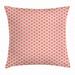 Pink and White Throw Pillow Cushion Cover Romance and Love Themed Monochrome Heart Figures Repeating Pattern Decorative Square Accent Pillow Case 20 X 20 Inches Coral and White by Ambesonne