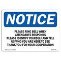 OSHA Notice Signs - Please Ring Bell When Attendant Responds | Decal | Protect Your Business Work Site Warehouse | Made in the USA