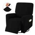 One piece Stretch Recliner Chair Furniture Slipcovers with Remote Pocket Fit most Recliner Chairs (Black)