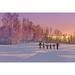 Family Group Holding Hands Walk On A Snow Path At Sunset With A Birch Forest In The Background Russian Jack Springs Park Anchorage Southcentral Alaska Winter Poster Print (36 x 24)