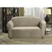 Hayden Diamond Velvet Loveseat Cover in Taupe