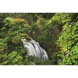 Hawaii Maui Hana Waterfall Surrounded By Tropical Flowers And Plants Poster Print