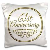 3dRose 61st Anniversary gift - gold text for celebrating wedding anniversaries - 61 years married together Pillow Case 16 by 16-inch