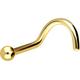PIERCINGLINE 750 Gold Nose Piercing Spiral 18 Carat 1.6 mm Ball Piercing Nose Stud Choice of Colours, Yellow Gold, Without Stone,