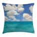 Ocean Throw Pillow Cushion Cover Dreamy Skyline with Clouds over Crystal Water Sea Coast Tropical Island Image Decorative Square Accent Pillow Case 16 X 16 Inches Turquoise Aqua by Ambesonne