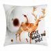 Coffee Art Throw Pillow Cushion Cover Drink Beverage Inspirational Phrase with Deer Big Antlers Nature Decorative Square Accent Pillow Case 16 X 16 Inches Burnt Sienna Black White by Ambesonne