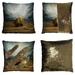 GCKG Nature Landscape Pillowcase African Lion in the Desert Reversible Mermaid Sequin Pillow Case Home Decor Cushion Cover 16x16 inches