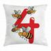 Number Throw Pillow Cushion Cover Character Four with Hardworking Honey Bees Business Success Print Decorative Square Accent Pillow Case 20 X 20 Inches Orange Dark Brown Vermilion by Ambesonne