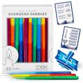 Zion Judaica Deluxe Dripless Hanukkah Candles Standard Size - 45 Exciting Tri Color Decorative Candles Tapered Quality Chanukah Candle Set with a DIY Dreidel Prayer & Song Card for 8 Nights of Hanukah