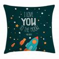 I Love You Throw Pillow Cushion Cover Rocket on the Road of Space Adventurist Cosmic Couples Happy Birthday Theme Decorative Square Accent Pillow Case 20 X 20 Inches Multicolor by Ambesonne