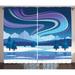 Northwoods Curtains 2 Panels Set Aurora Borealis Composition Countryside Elements Frozen Lake Hills and Trees Window Drapes for Living Room Bedroom 108W X 63L Inches Multicolor by Ambesonne