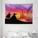 Fantasy Tapestry Silhouette of Prince and Princess Magical Castle House Fairytale Dream Girls Image Wall Hanging for Bedroom Living Room Dorm Decor 80W X 60L Inches Multicolor by Ambesonne