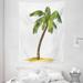 Palm Tree Tapestry Cartoon Palm Tree Image Tropical Plant and Sand Serenity Nature Foliage Print Wall Hanging for Bedroom Living Room Dorm Decor 60W X 80L Inches Green Brown by Ambesonne