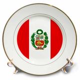 3dRose Peru Flag Porcelain Plate 8-inch