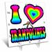 3dRose Groovy Hippie Rainbow I Heart Love Trampolines Desk Clock 6 by 6-inch