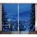 Farm House Decor Curtains 2 Panels Set Winter Pine Trees Forest in European Woodland by the Mountains Nature Print Window Drapes for Living Room Bedroom 108W X 90L Inches Blue by Ambesonne