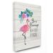 The Stupell Home Decor Collection Be A Flamingo Floral Watercolor on White Planks Wall Art