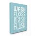 The Stupell Home Decor Collection Wash Floss Brush Flush Blue and White Bold Typography with Floss Roll Canvas Wall Art